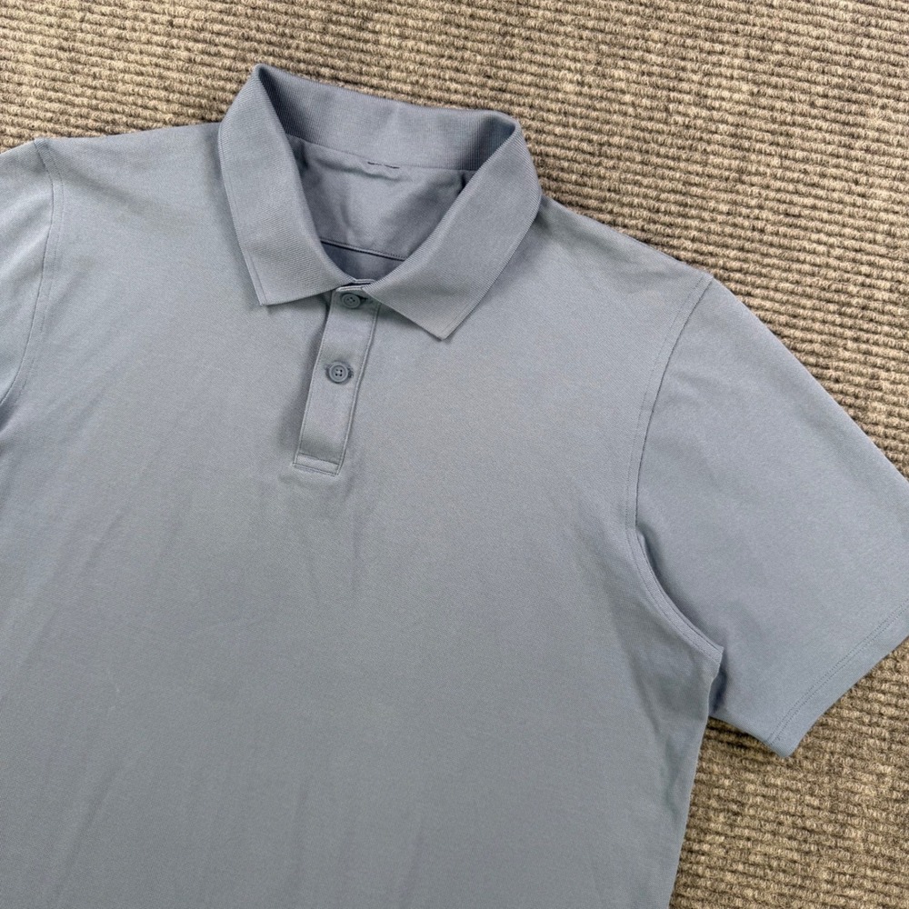 Lululemon Short Sleeve Pique Polo Shirt Men Blue Gray Golf Activewear Tee No Tag